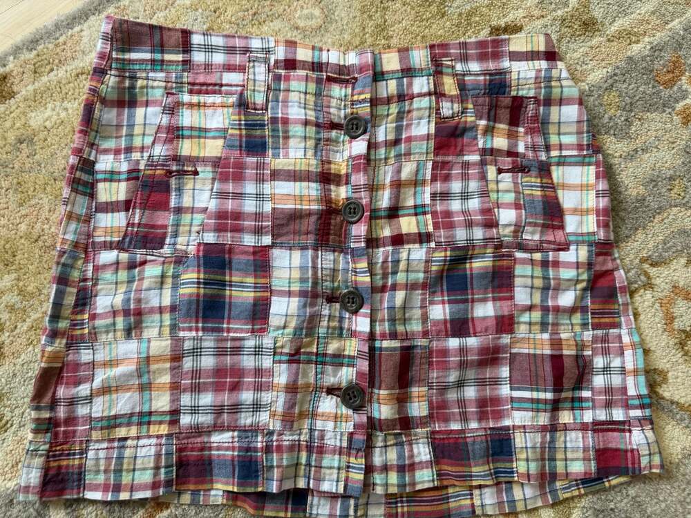 J. Crew Madras Plaid Patchwork Cotton Mini Skirt